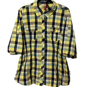 Apple Bottoms Y2K 90s Vintage Button Up Yellow Plaid Women's Size Plus Size 1X